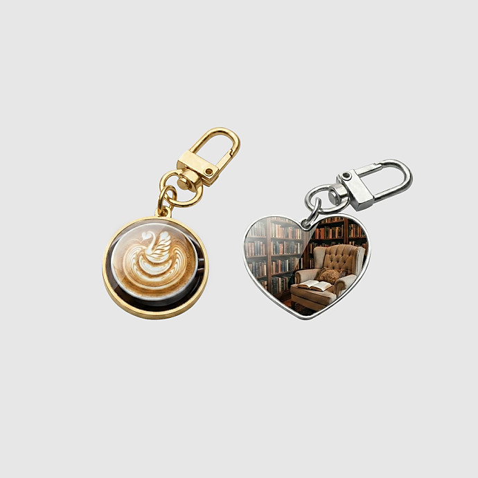 D형고리 유광 키링(원형/하트형)
